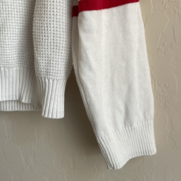 Tommy Flag Patch Sweater White Lightweight Women’s Medium USA Americana Classic - Picture 4 of 9